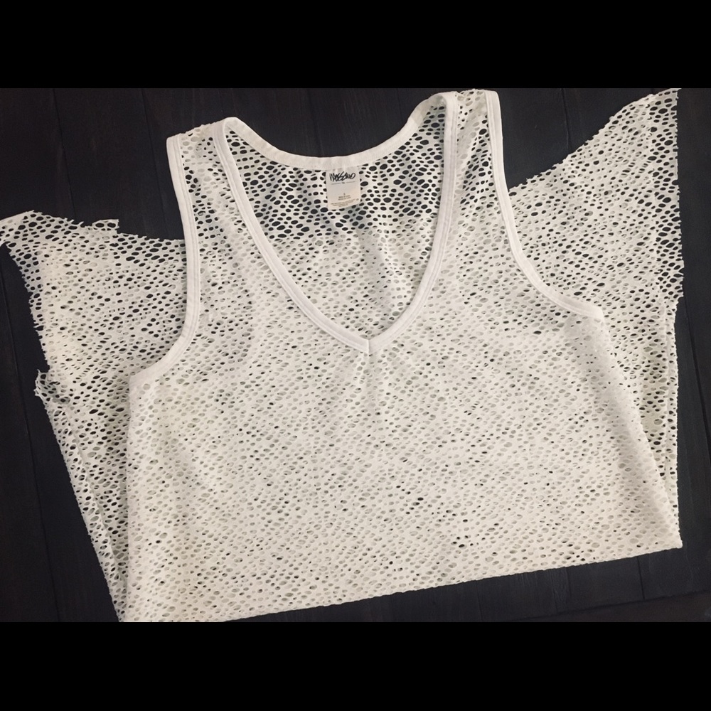 Mossimo Raw-Edge White Beach Coverup